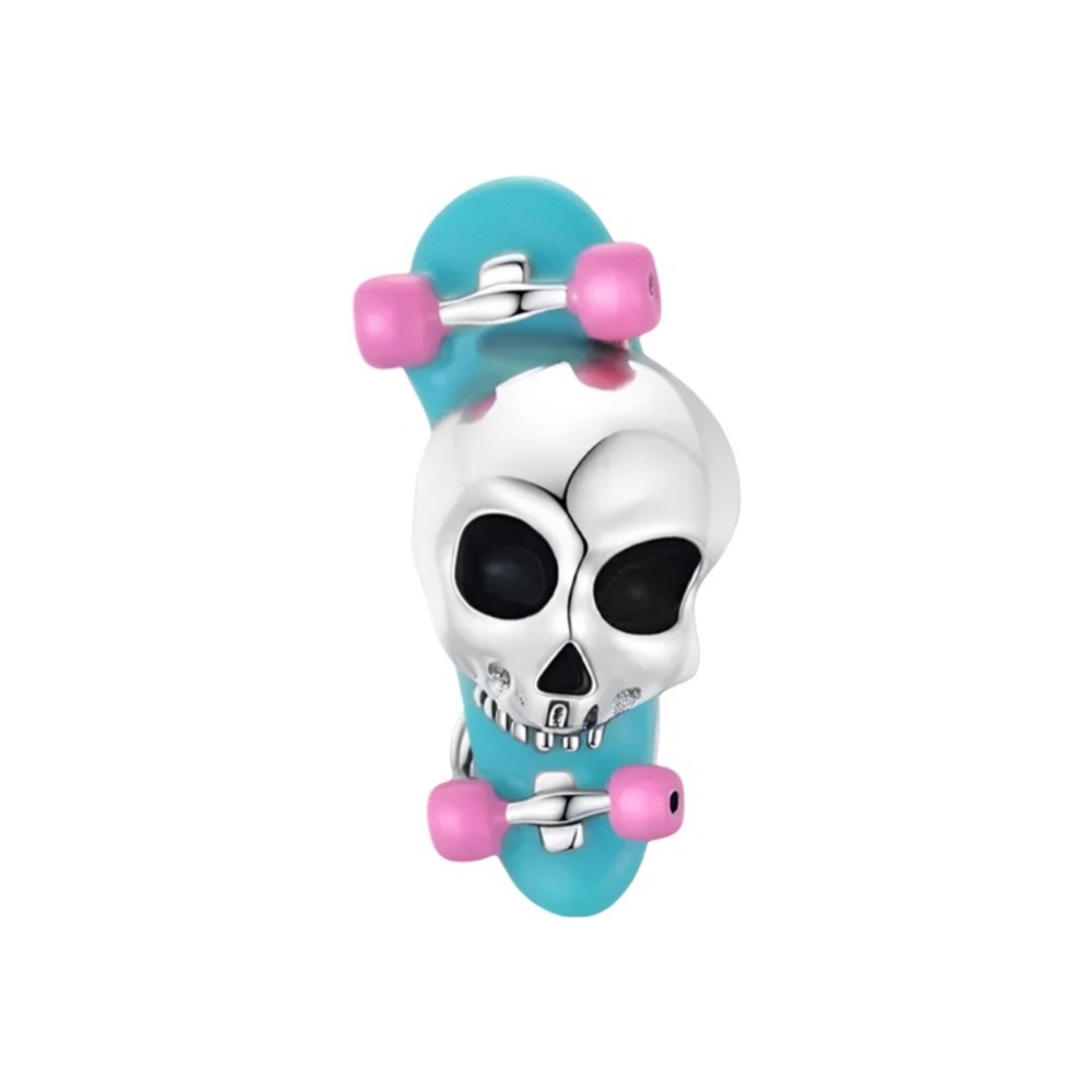 Skater Skull Charm 925 sterling silver